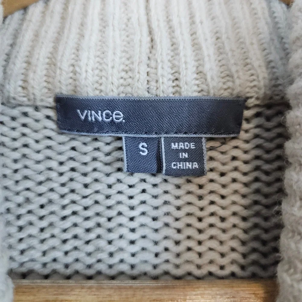 Vince Women's Open Waterfall‎ Cardigan Beige Size S Wool/Yak Preppy Church SPOTS